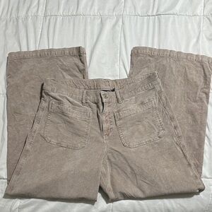 American Eagle Cream/Tan Corduroy Wide Leg Pants